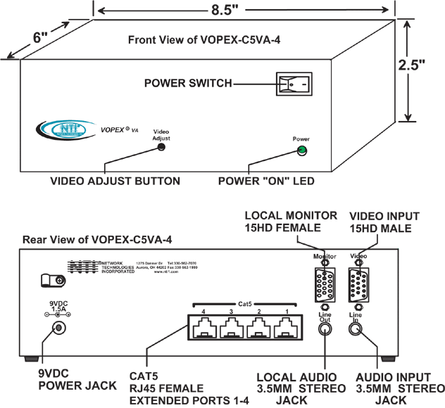 VGA Splitter CAT 5 CAT5 UTP Video Splitter Extender RJ45