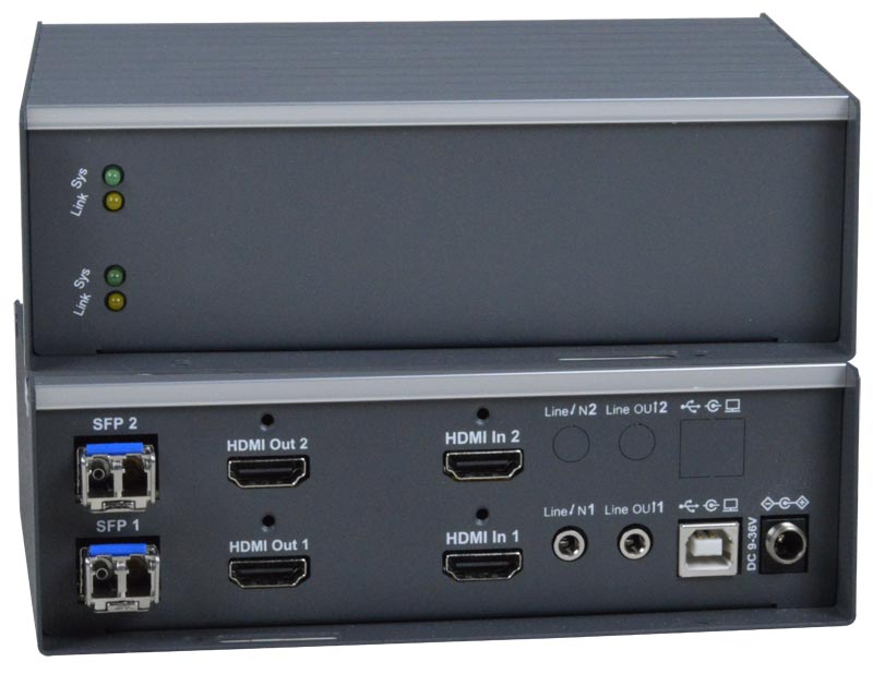 Dual Monitor 4K HDMI USB KVM Fiber Extender Over IP Two Monitors