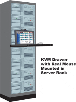 KVM Drawer with Real Mouse Mounted in Server Rack