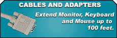 NTI has the cables, CAT5 KVM extenders and adapters you need to extend your keyboard, monitor and mouse. Also known as: Monitor Cable, VGA cable, SVGA cable, keyboard cable, mouse cable, VGA extension cable, video cables, coax cable, USB cable, CAT5 KVM extender, Cat5 Video extender, Cat5e cable, Cat 5 enhanced cable.