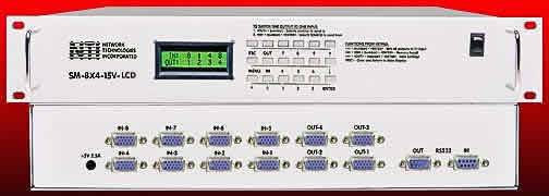 The SM-nXm-15V-LCD Video Matrix Switch allows you to connect multiple video sources (computers) to multiple destinations (projectors, monitors, etc.)