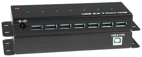 Industrial USB 2.0 Bus-Powered Hub, 7 Port