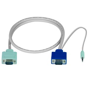 VGA High Density Male to Male + 3.5mm stereo audio connectors, 15 Feet