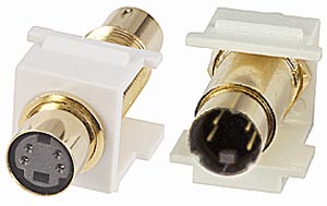S-Video 4-Pin miniDin Keystone Snap In Insert Coupler Female to Male Gold Plated