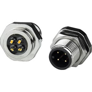 M12 4-Pin Circular Connector, Male, Panel Side