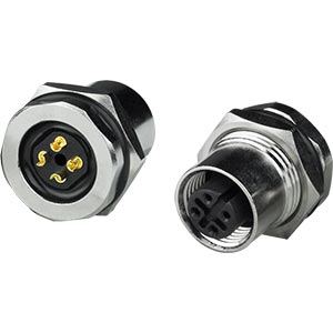 M12 4-Pin Circular Connector, Female, Panel Side