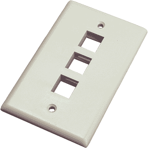 Wall plate for keystone jack, 3 position