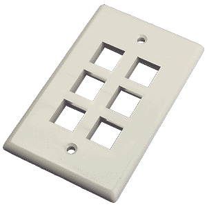Wall plate for keystone jack, 6 position