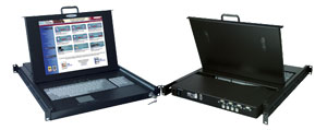 USB KVM drawer with 4 port USB KVM switch and 15 in. monitor