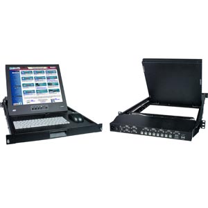 KVM drawer with 17 in. LCD, USB Matrix KVM Switch and a real mouse