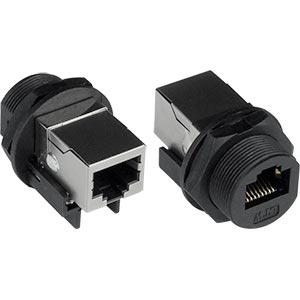 Waterproof Case Side CAT5e RJ45 Connector, with Shielded Jack 13/16 - 28 UN threading