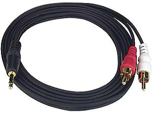 Stereo Audio Adapter, 3.5mm male-to-two RCA male, 6 feet