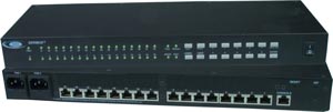 16-port Console Serial Port Switch with Ethernet control, dual power