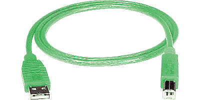 USB A Male-B Male, 5 meters, Lime