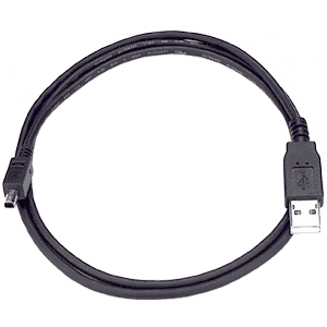 USB A Male-miniB male, 1 meter, Black, 4 pins on mini B, MP3
