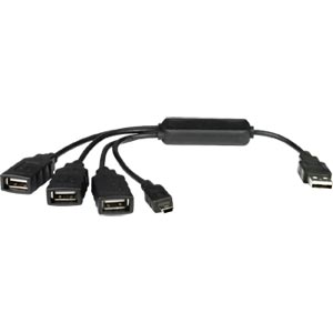 USB 2.0 Hub 4-Port Flexible Black Squid Bus-Powered