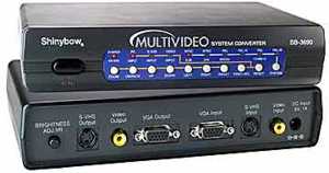 TV to VGA & VGA to TV video converter, up to 1024x768 VGA resolution, Composite, S-Video & D-Sub VGA outputs