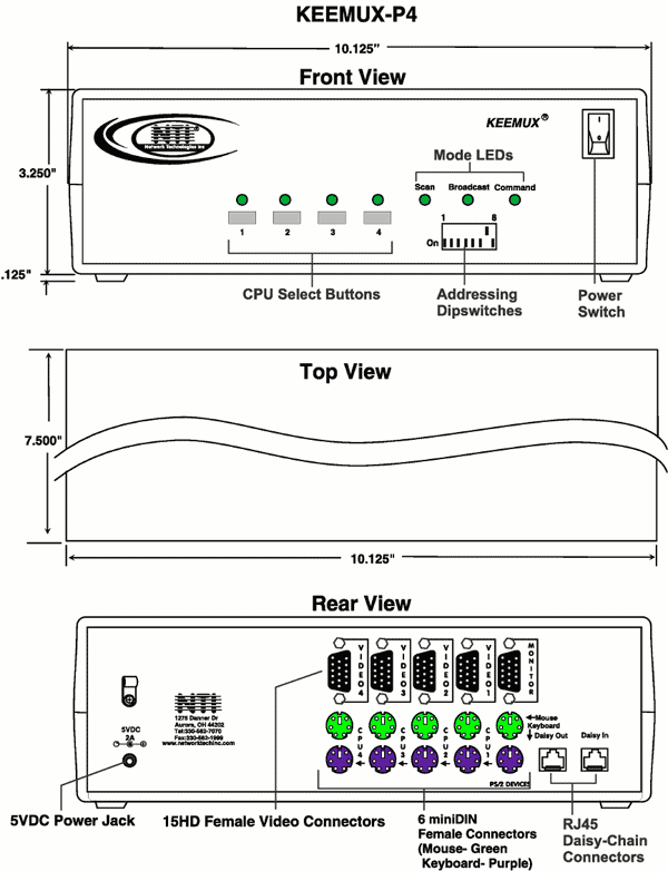 PS2 KVM Server Switch (KEEMUX-P4)