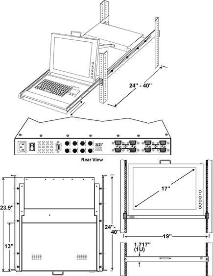 Rackmount KVM Drawer with 8-port SUN PC KVM Switch