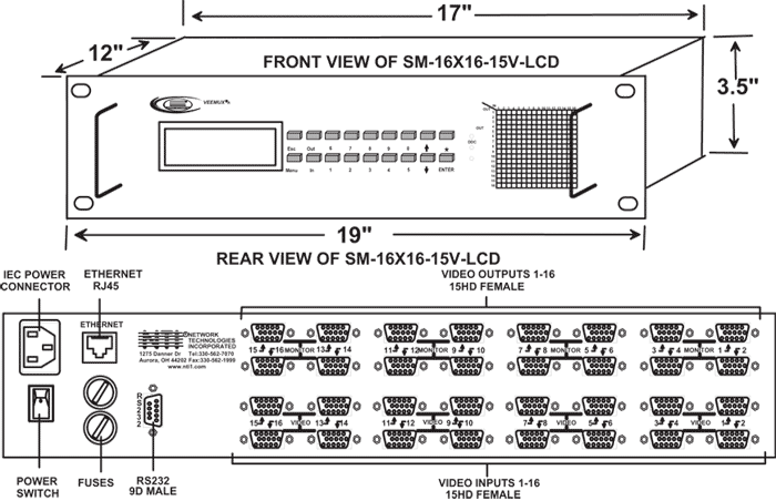 Video Matrix Switch - SM-16X16-15V-LCD