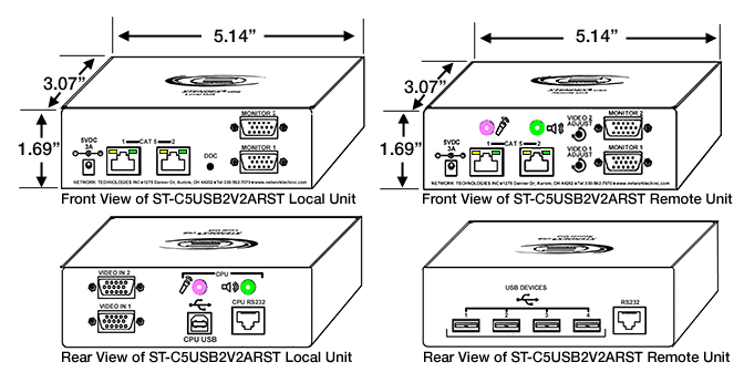 USB Extender with VGA Video - ST-C5USB2V2ARST