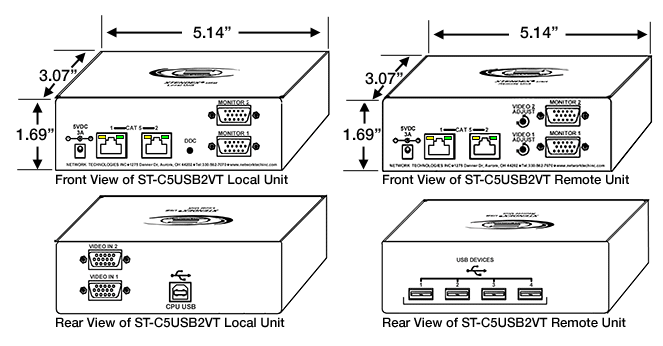 USB Extender with Dual VGA Video - ST-C5USB2VT