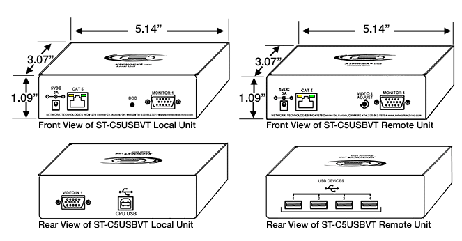 USB Extender with VGA Video - ST-C5USBVT