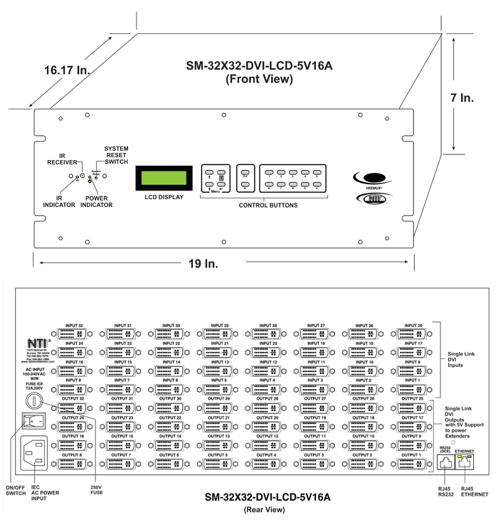 CAD Drawing for SM-32X32-DVI-LCD-5V16A