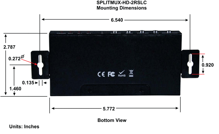 SPLITMUX-HD-2RSLC with mounting brackets on