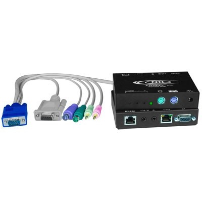 NTI's Hi-Resolution KVM extender allows control of VGA Video, PS2 Keyboard and Mouse up to 1000 feet via CAT5
