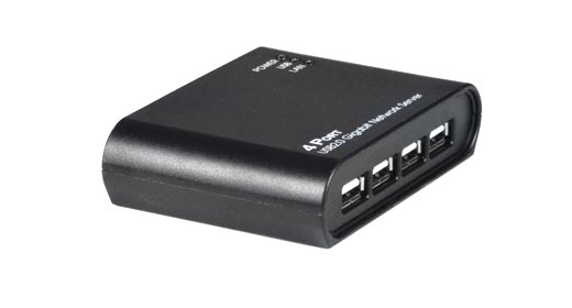 USB 2.0 Over Gigabit IP Extender Server 480 Mbps 4-Port Hub