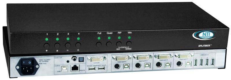 Quad Screen Multiviewer Splitter DVI VGA Display Video Sources
