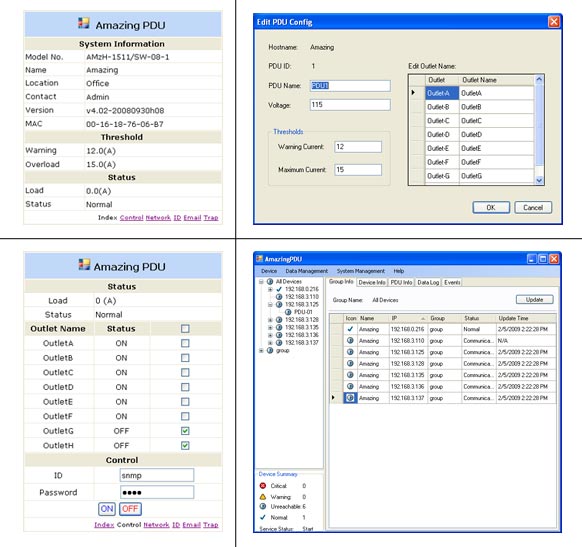 Remote Power Reboot Interface Screen Shots