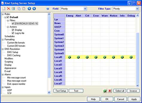 Priority and Facility Filter example