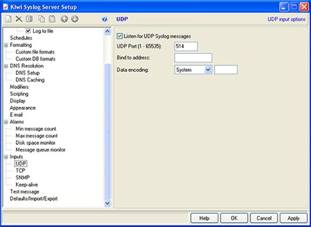 Example UDP Settings
