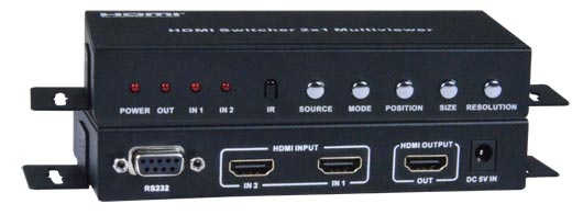 SPLITMUX-HD-2RSLC - Low-Cost HDMI Dual Screen Splitter/Multiviewer with IR & RS232, HDCP compliant
