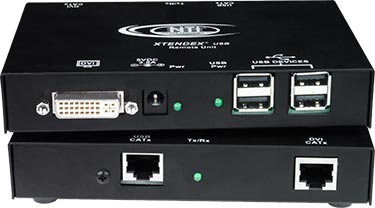 Extend USB keyboard, USB mouse and DVI monitor up to 250 feet.