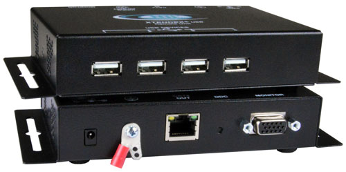 USB 2.0 OVER CAT5E/CAT6 EXTENDER BALUN 4-PORT HUB