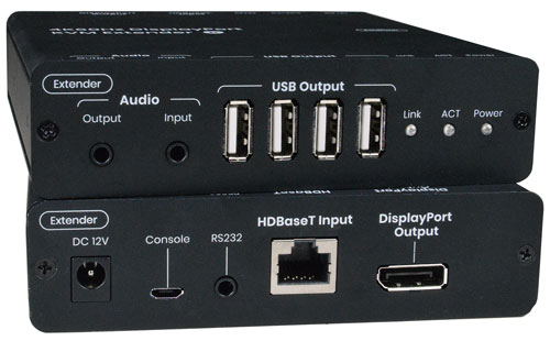 4K DisplayPort USB KVM Extender via CATx Cable with RS232