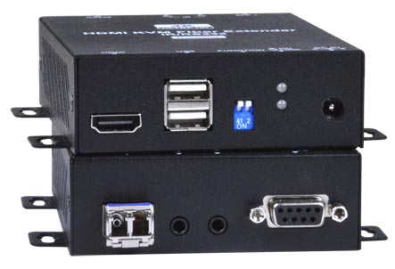 4K 18Gbps HDMI USB KVM Extender via Two LC Singlemode Fiber Optic Cable