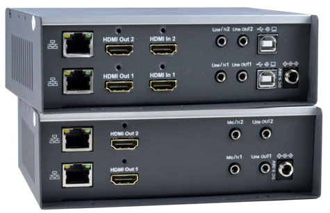 Dual Monitor 4K 10.2Gbps HDMI USB KVM Extender Over IP via Two CATx Cables with Video Wall Support