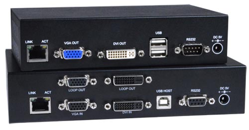 VGA DVI USB KVM Extender Over IP Video Wall Support IR RS232