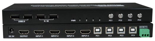 4-Port HDMI 2.0 KVM Switch with Ethernet Port, Audio, USB 3.0