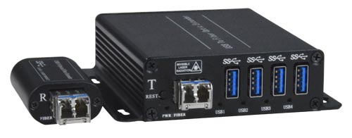 4-Port USB 3.0 Extender via Two LC Fiber Optic Cables up to 820 Feet