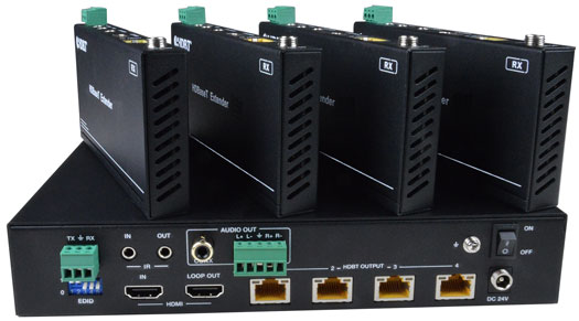 4K 18Gbps HDMI HDBaseT Splitter/Extender via CAT6/6a/7: 4-Port